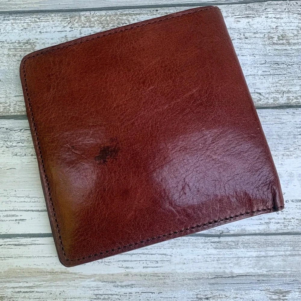 Brighton Bifold Wallet OS Mahogany Brown Mens Leather Slim Card Holder